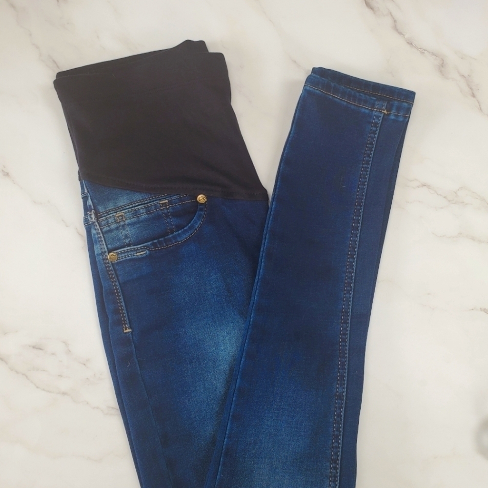 Gor & Sin Maternity Dark Wash Over Belly Skinny Jeans Small